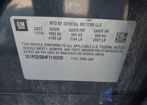 2015 Chevrolet Cruze Ltz z USA, uszkodzony, nr VIN 1G1PG5SB4F7140308